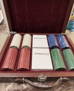 Dewar's 12 Whiskey Poker Set W Chips 2 Decks Cards Most Sealed. See Photos
